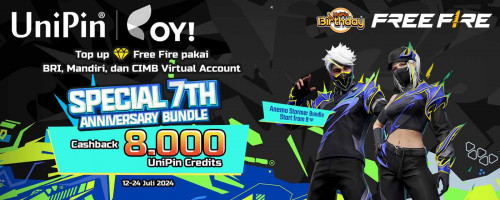 UniPin 13irthday Makin Meriah dengan Cashback 8Ribu UniPin Credits Setiap Top Up Free Fire